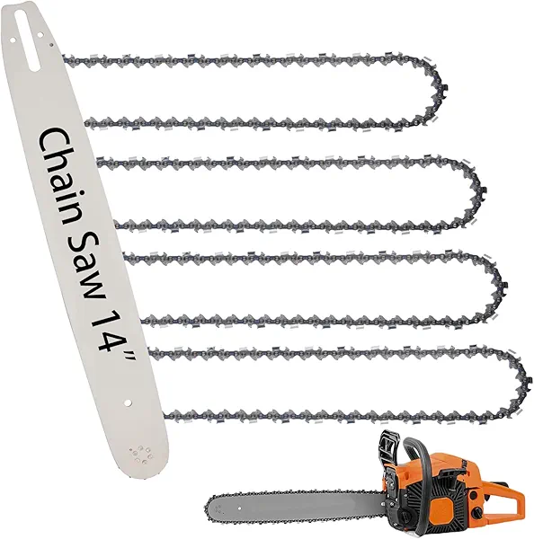 14 Inch Chainsaw Bar & Chain Combo - 3/8" LP Pitch, .050" Gauge, 52 Drive Links Fits Ryobi RY3714, Husqvarna 120, Echo CS-310, Oregon S52 27856& More (4 Chains+ 1 Bar)