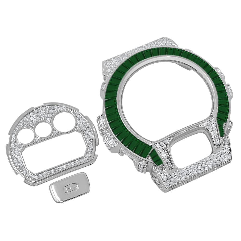 Baguette Replacement Solitaire Smart Watch Case Insert Cover 6 00 CWT VVS1 D Zirconia White Gold Tone Compatible