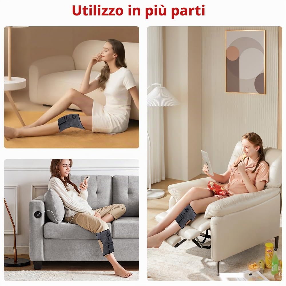Cuscinetto riscaldante senza fili per anca/sciatica, sollievo dal dolore con 2 cinghie di estensione, 3 cuscinetti termici per anca con 6 massaggi a vibrazione, fascia per anca riscaldata con