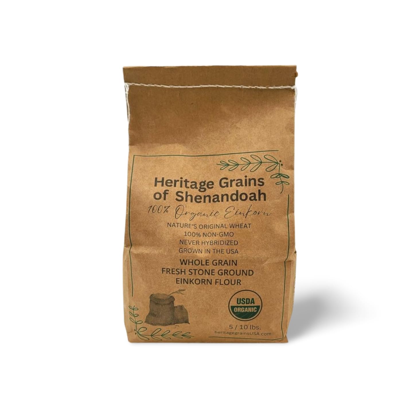 Organic Whole Grain Einkorn, Fresh Stone-Ground & USA Grown, Heritage Grains of Shenandoah- great for gluten issues (Fresh Ground Flour, 5 lb.)