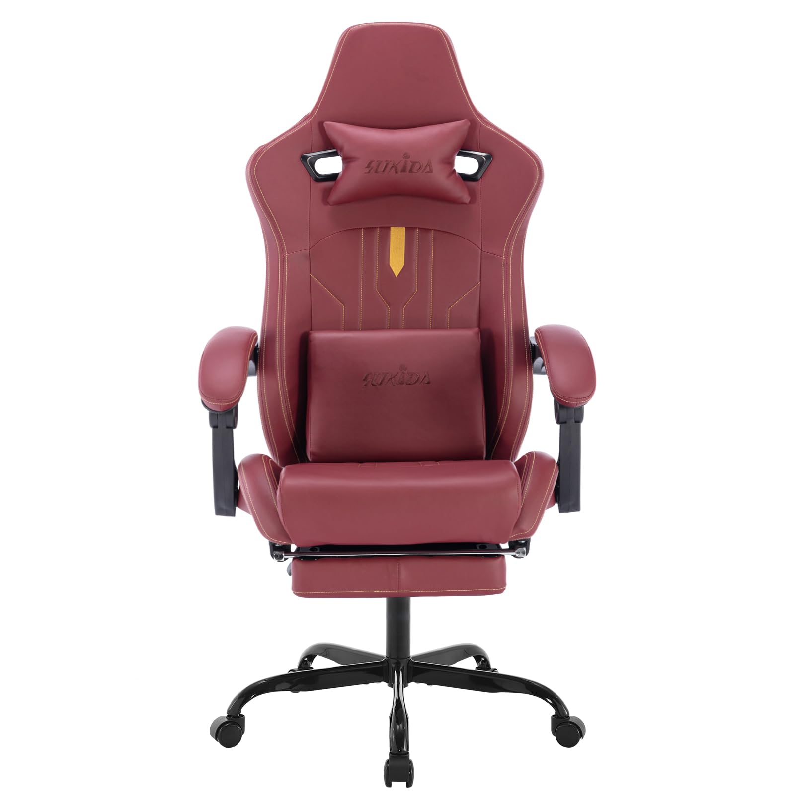 Gaming Chair with Footrest Ergonomic Computer Chair Massage Lumbar Cushion, Racing Video Game Chair Adjustable Rocker Recliner Executive Office Desk Chair Pu Leather for Adults