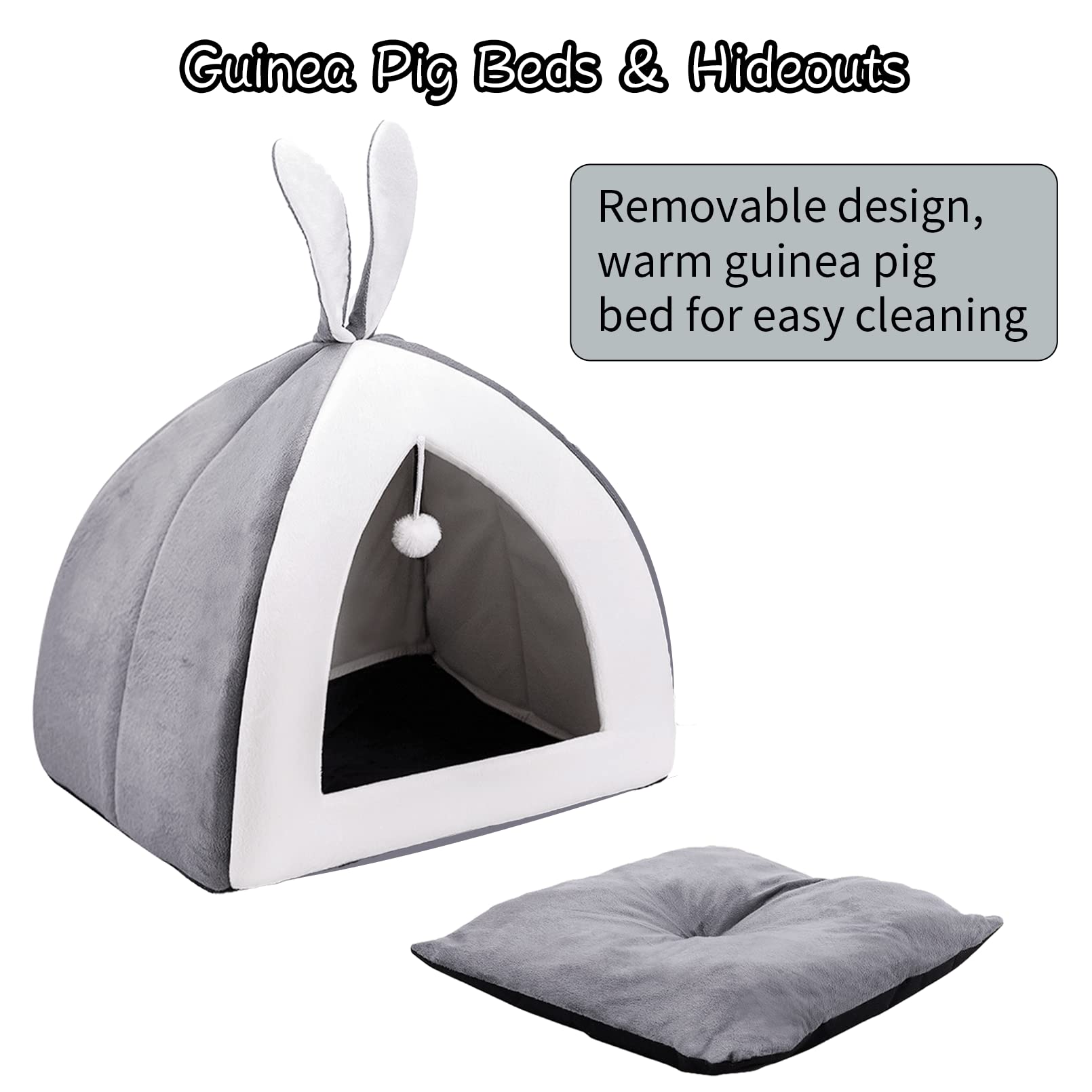 Fhiny Cama de conejo, acogedora cueva de conejillo de indias, bonita cama de conejo, casa grande, nido de invierno, jaula de conejo enano, accesorios para chinchilla, hurón, erizo u otros animales