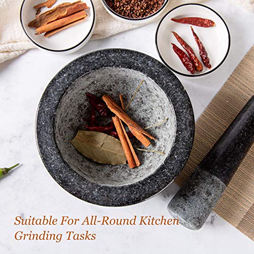 6.3 Inch 3 Cup Mortar And Pestle, Large Heavy Mortar And Pestle Set, Guacamole Mortar And Pestle, Molcajete Large Black Mortar And Pestle And Mortar Guacamole Mortar And Pestle Granite #TOP2