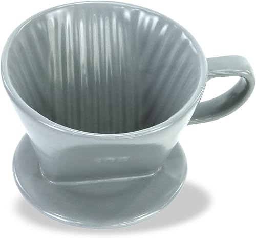 Pour Over Ceramic - Cafetera de cerámica con 3 agujeros de fondo plano, cono de filtro lento de porcelana para viajes, campamento, oficina, hogar,