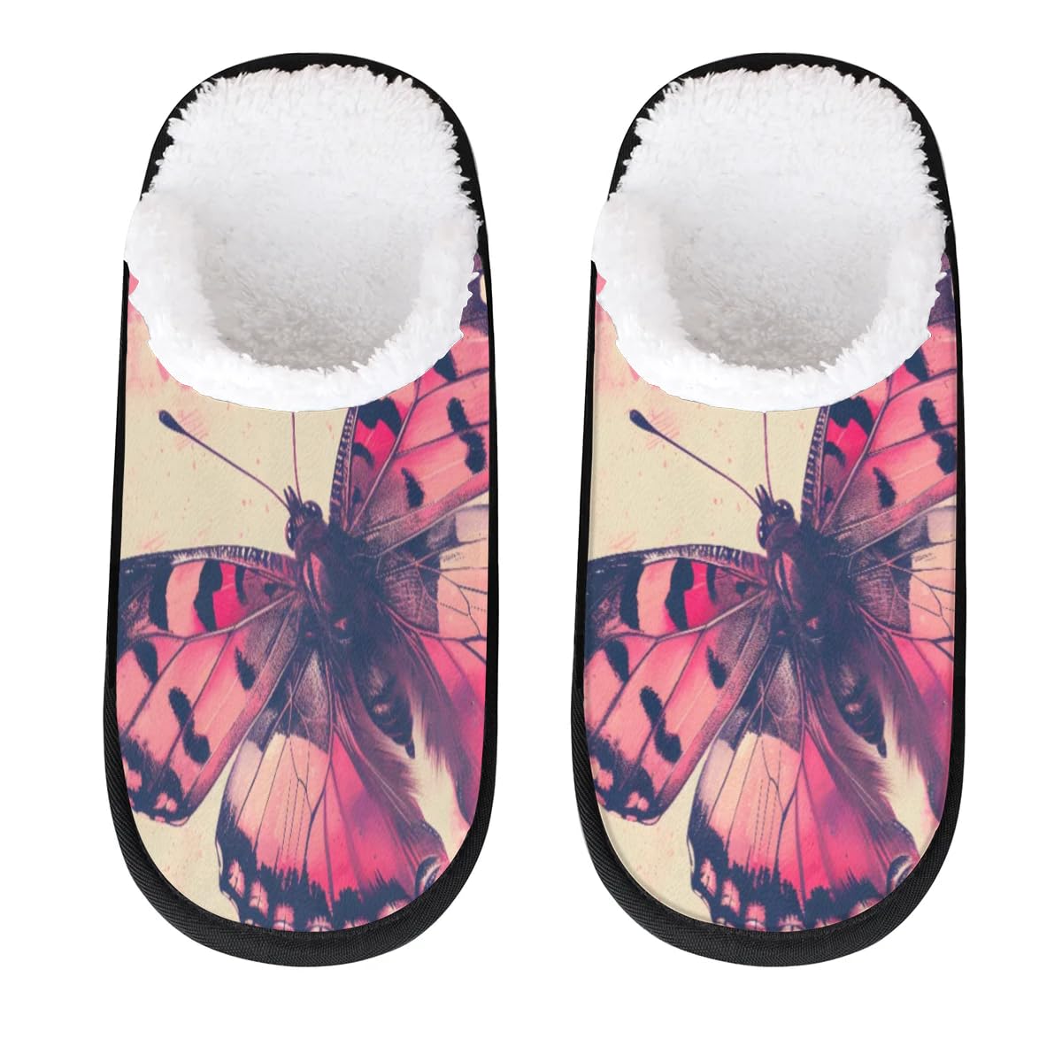 Hsnar Butterfly Watercolor Non Slip House Slippers for Women Indoor Slippers for Men Soft House Shoes Spa Slippers, M