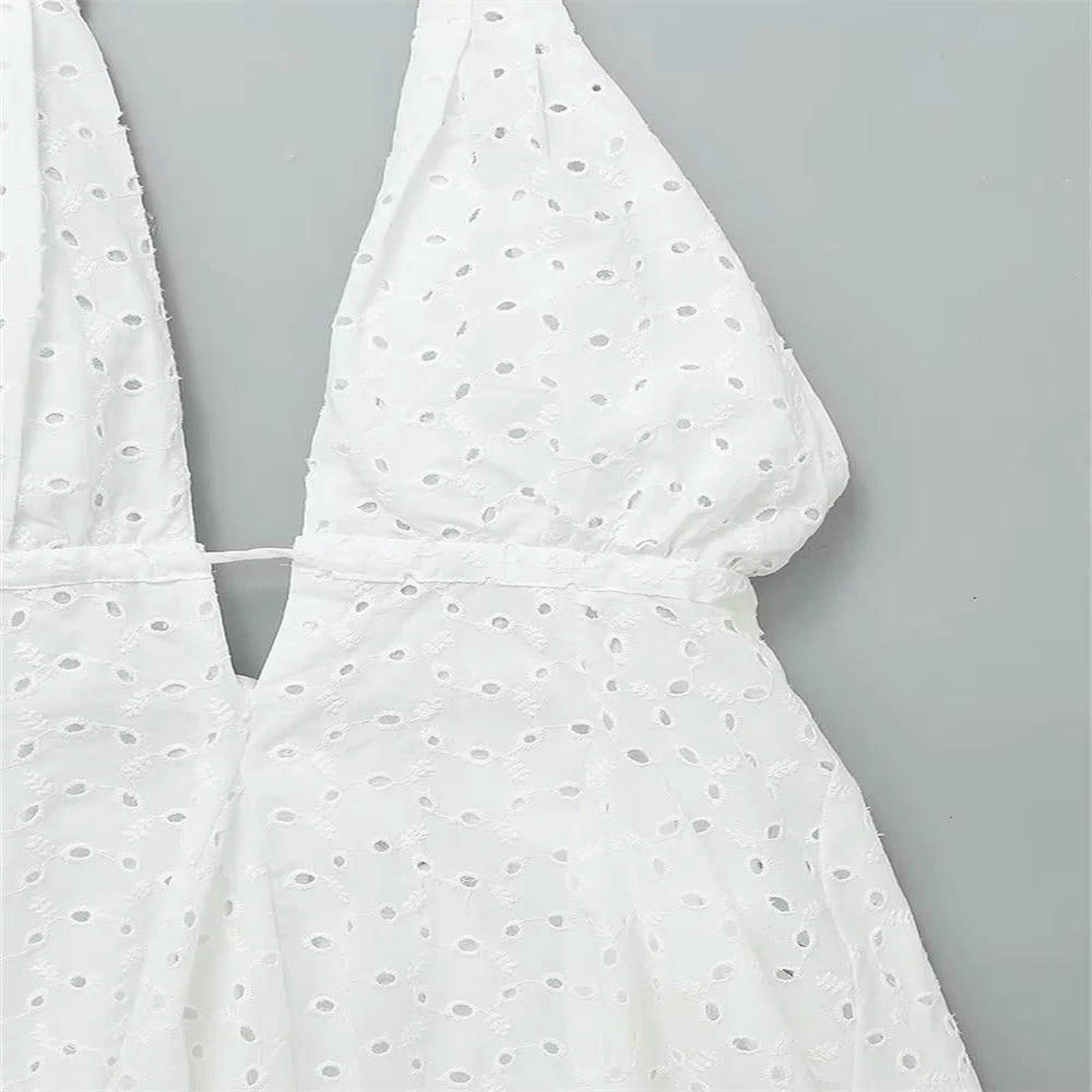 Robe Femme Chic Et Elegant Nouvelle Facement Folme Concutal Cassulle Sexy Sexy Holow Out La Roble De Cou De Couche-Blanc-m