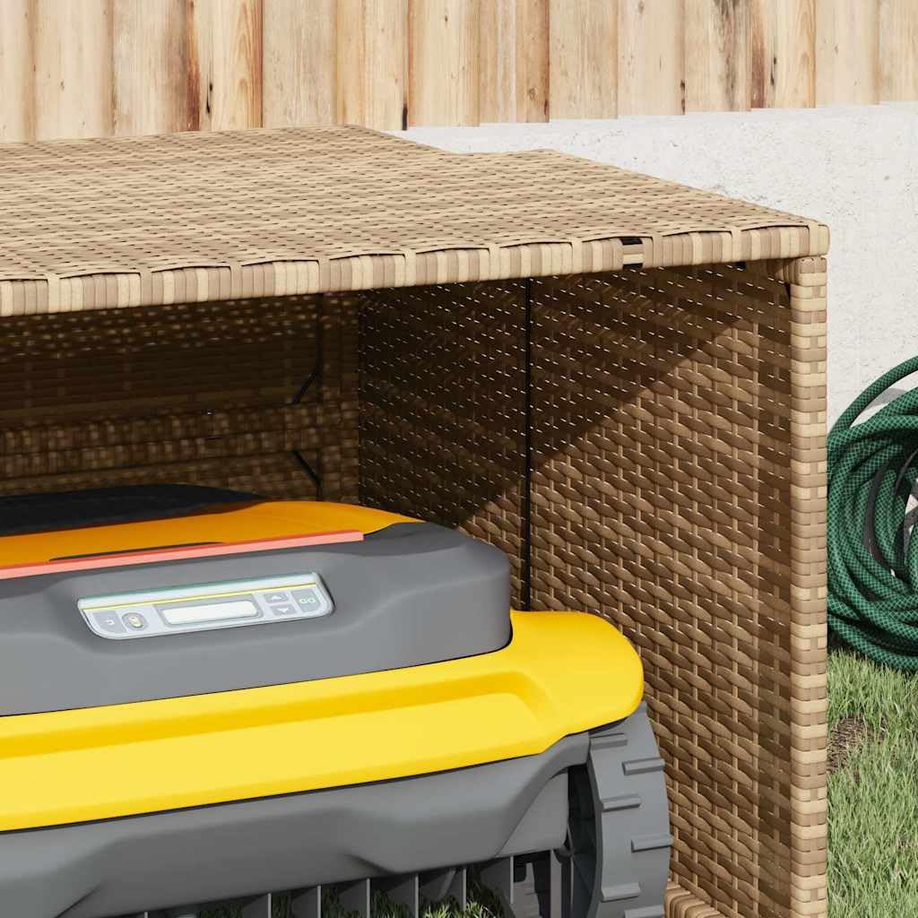 Générique Garage pour Robot Tondeuse Beige 86x90x52/57 cm résine tressée,Accessoires pour équipement électrique d'extérieur,Accessoires pour tondeuses à Gazon,Housses pour tondeuses à Gazon,365407