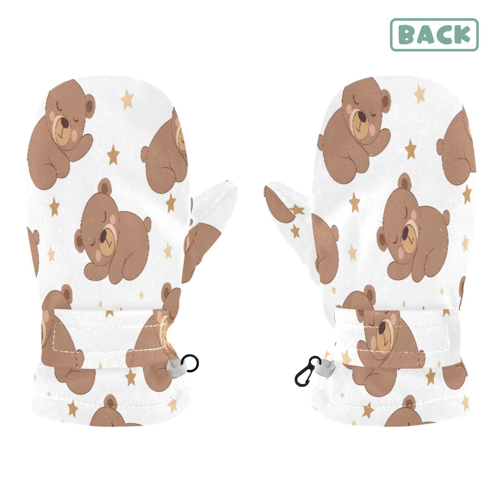 Kid's Winter Gloves Children Warm Gloves Baby Bear Sleeping for Boys Girl Age 4-6 Years