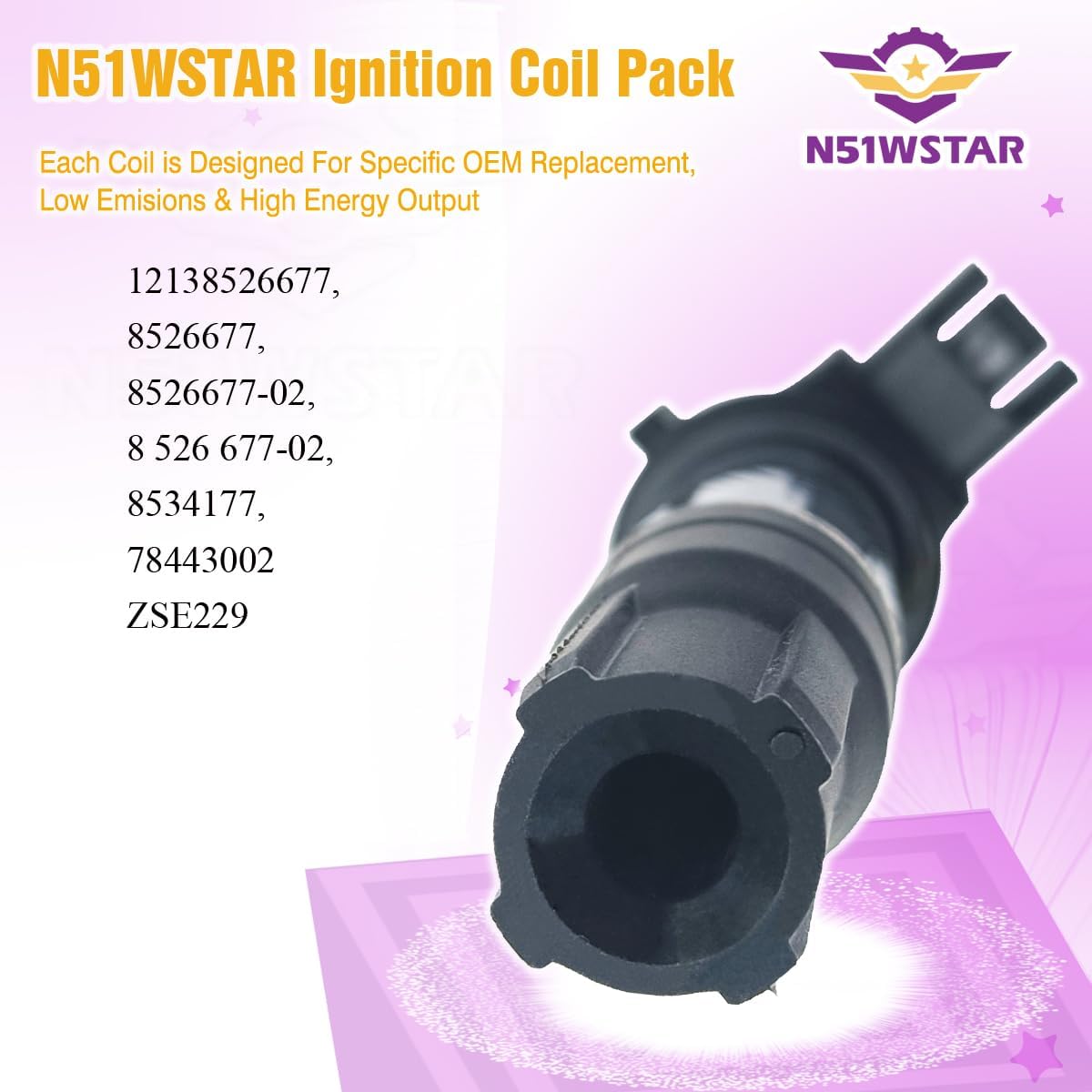 Ignition Coil Pack Set OF 1 Compatible With BMW R1200GSW K50 R1200GSW ADV K51 R1200RTW K52 R1200R 15 K53 R1200RS K54 Replacement For 12138526677 8526677-02 ZSE229 78443002 8534177