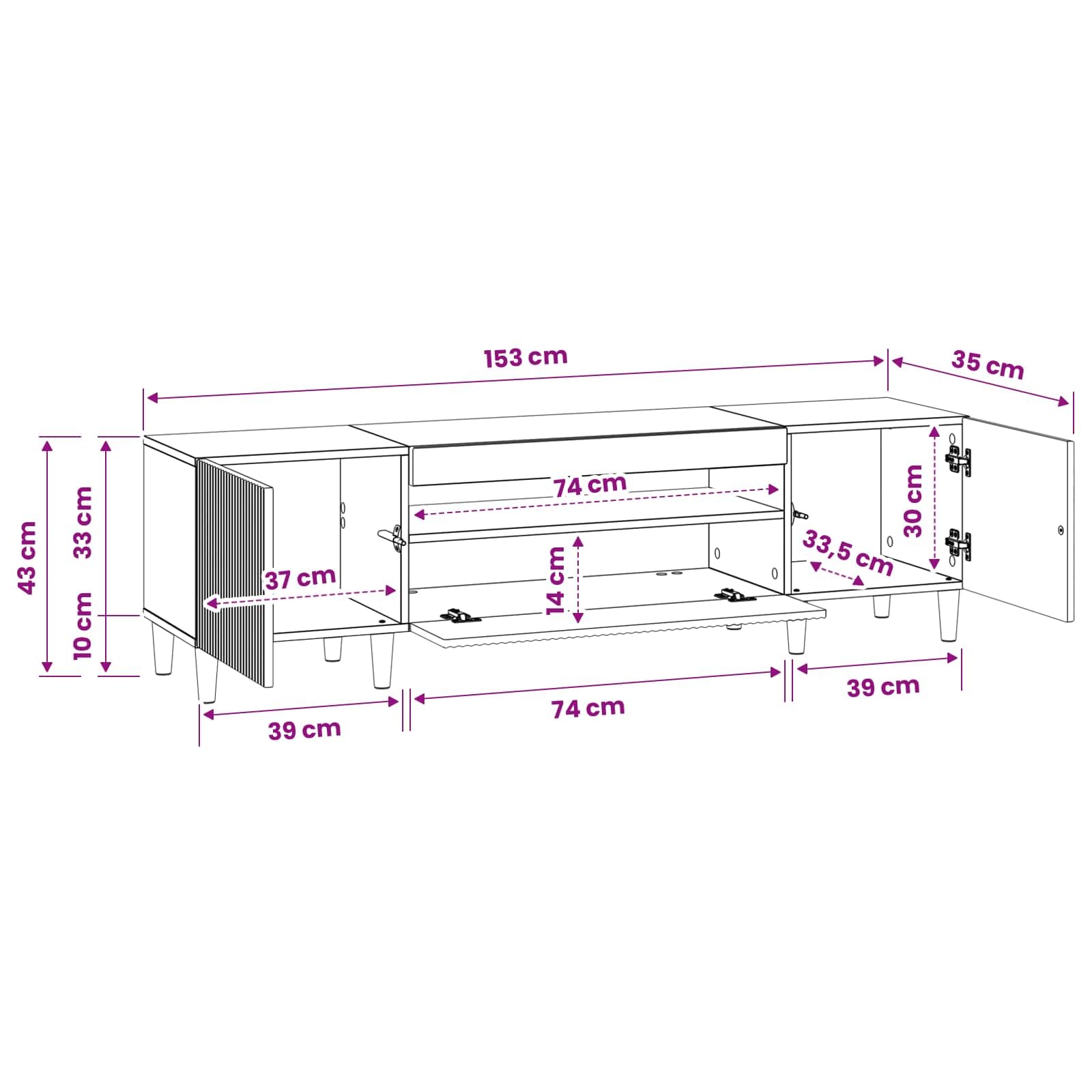 Mueble TV LED Roble Sonoma Madera Ingenieria