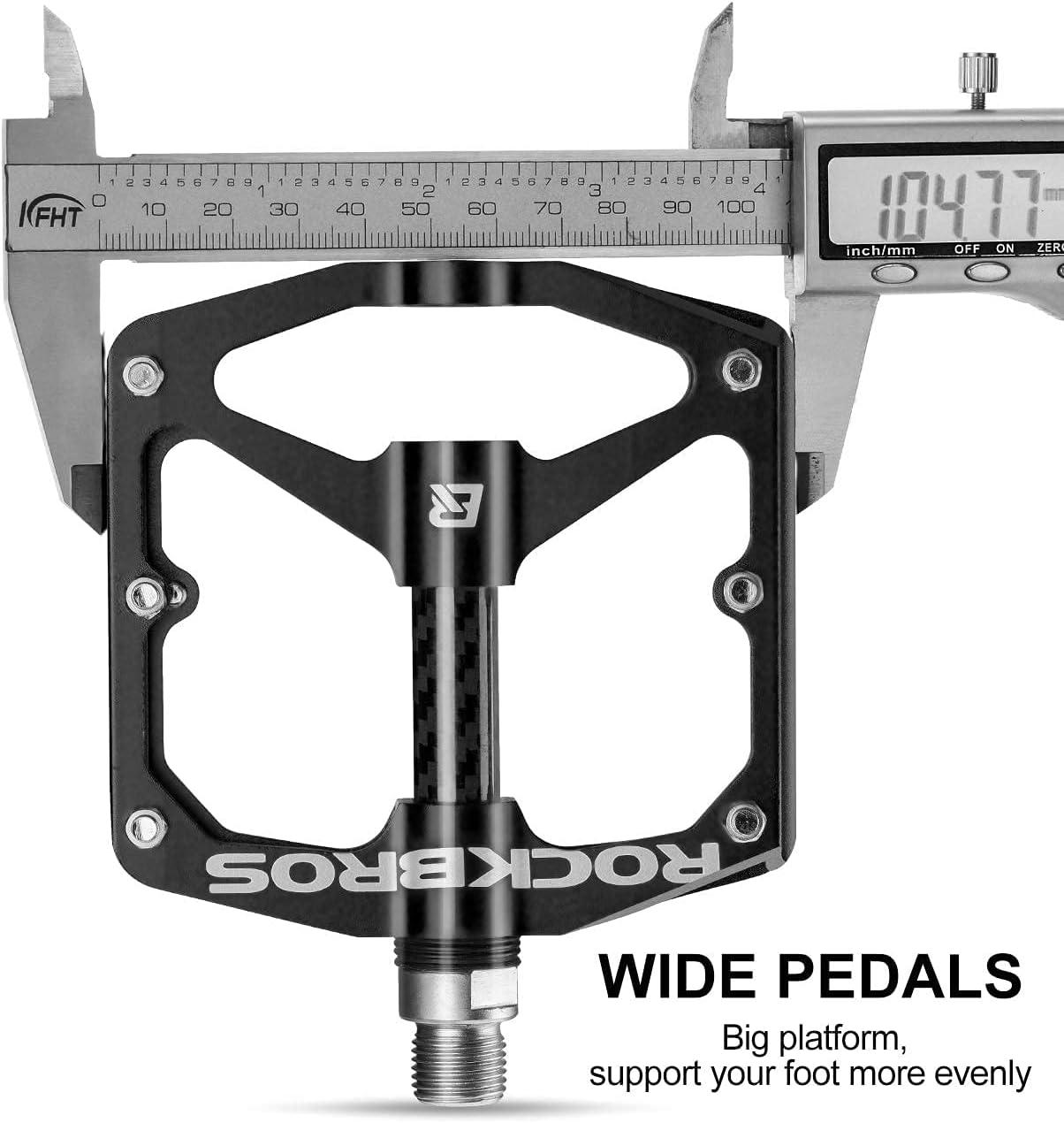 Rock BROS Mountain Bike Pedals Flat Bicycle Pedals 9/16 Lightweight Road Bike Pedals Carbon Fiber Sealed Bearing Flat Pedals for MTB
