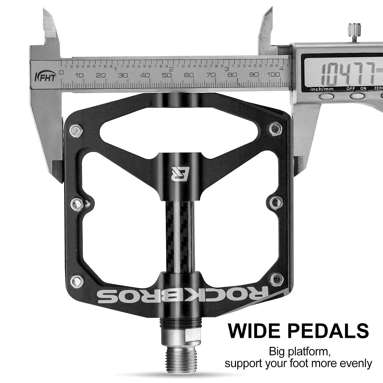ROCKBROS Mountain Bike Pedals Flat Lightweight Carbon Fiber 9/16