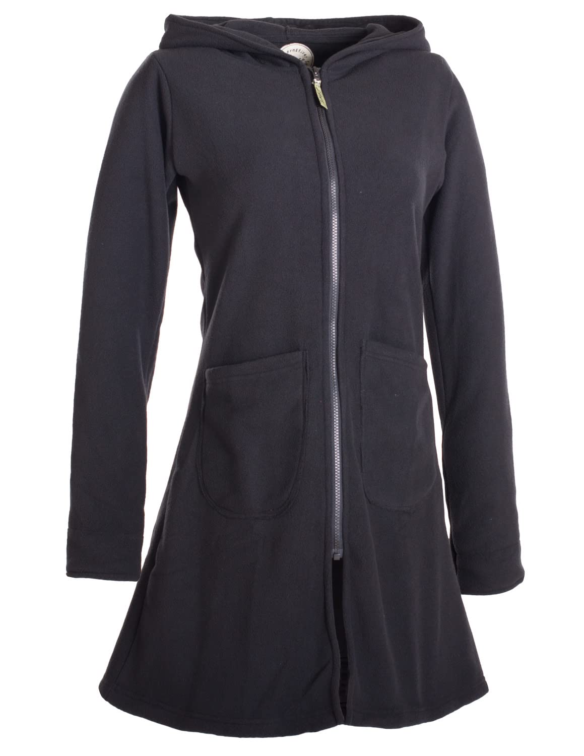 Vishes - Alternative Bekleidung - Einfarbiger Eco Fleecemantel mit Kapuze