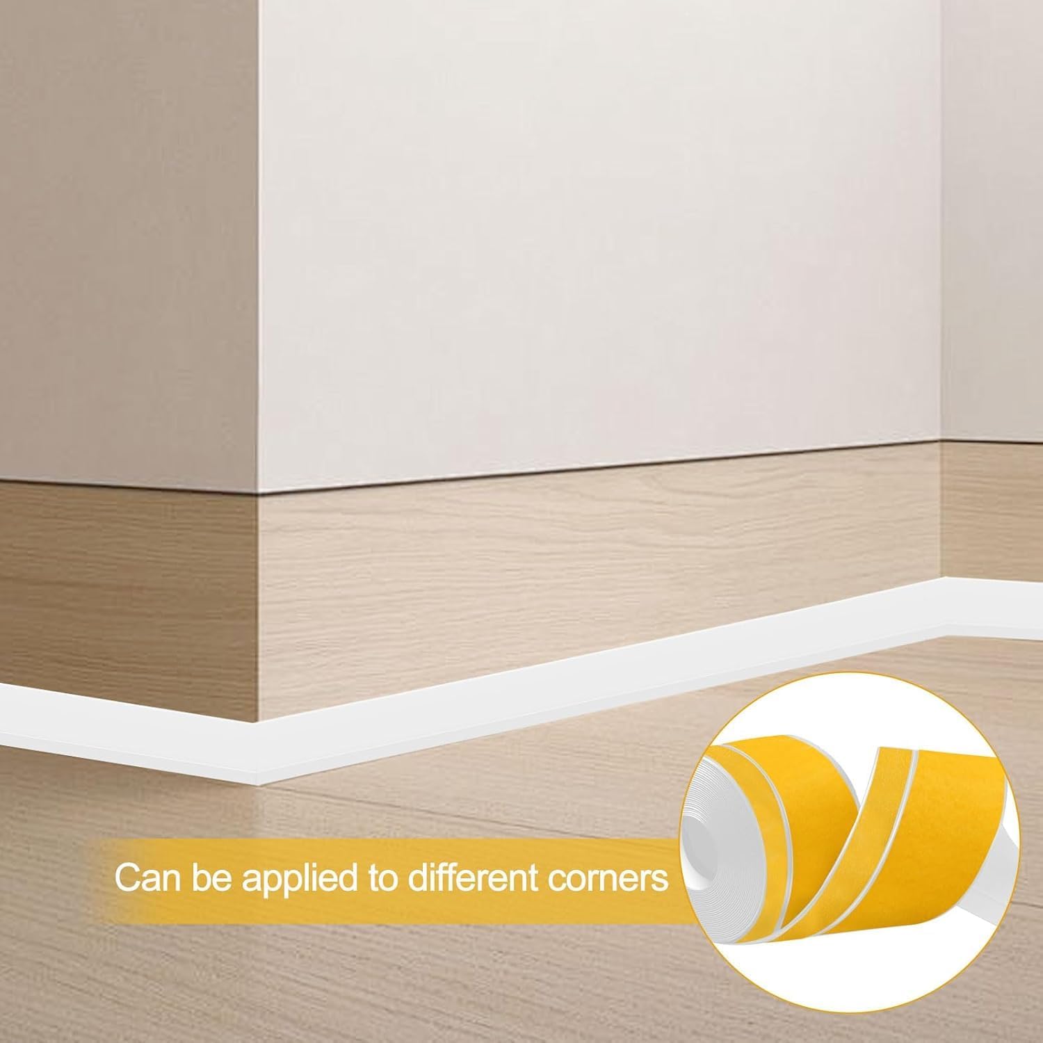 Rodapies Autoadhesivo, 80 mm x 20 mm x 24m PVC Zocalo Cocina, Flexible Autoadhesivo Rodapie PVC Copete Encimera Cocina Ideal para Cocinas y Baños (Blanco)