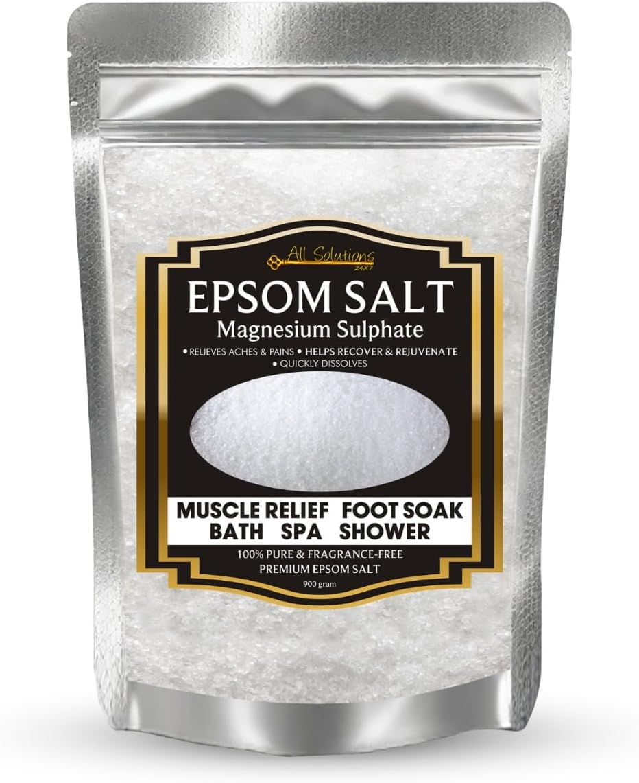 All Solutions Epsom Bath Salt Crystal And Bath | Pure & Natural | For Muscle Relief, Relieves Aches & Pain - 900gm, Granule