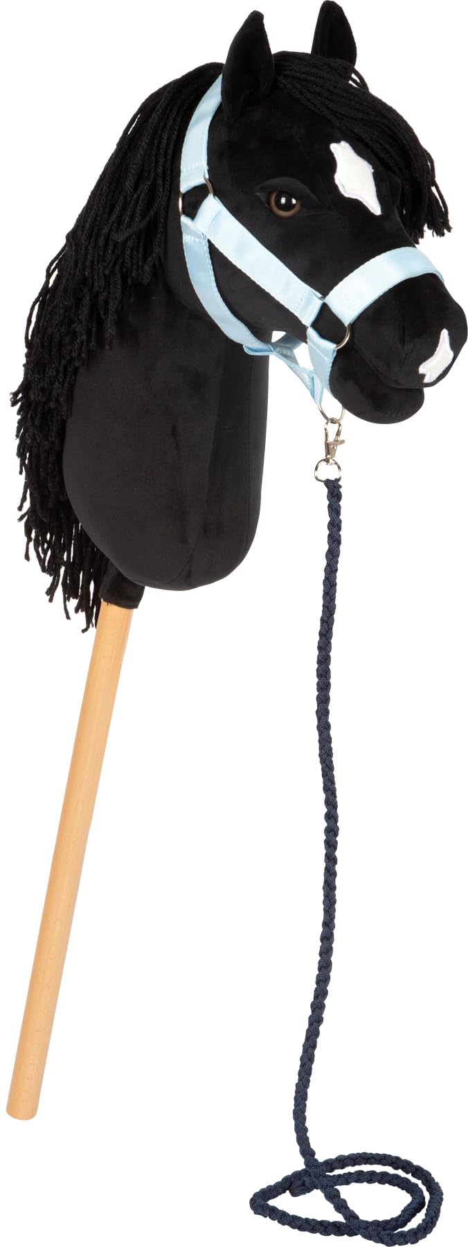 small Foot Hobby Horse schwarz „Eddie“, Steckenpferd mit abnehmbaren Holzstab und frisierbarer Mähne, inkl. Halfter, Trense & Führstrick, für Kinder ab 3 Jahren, 12716