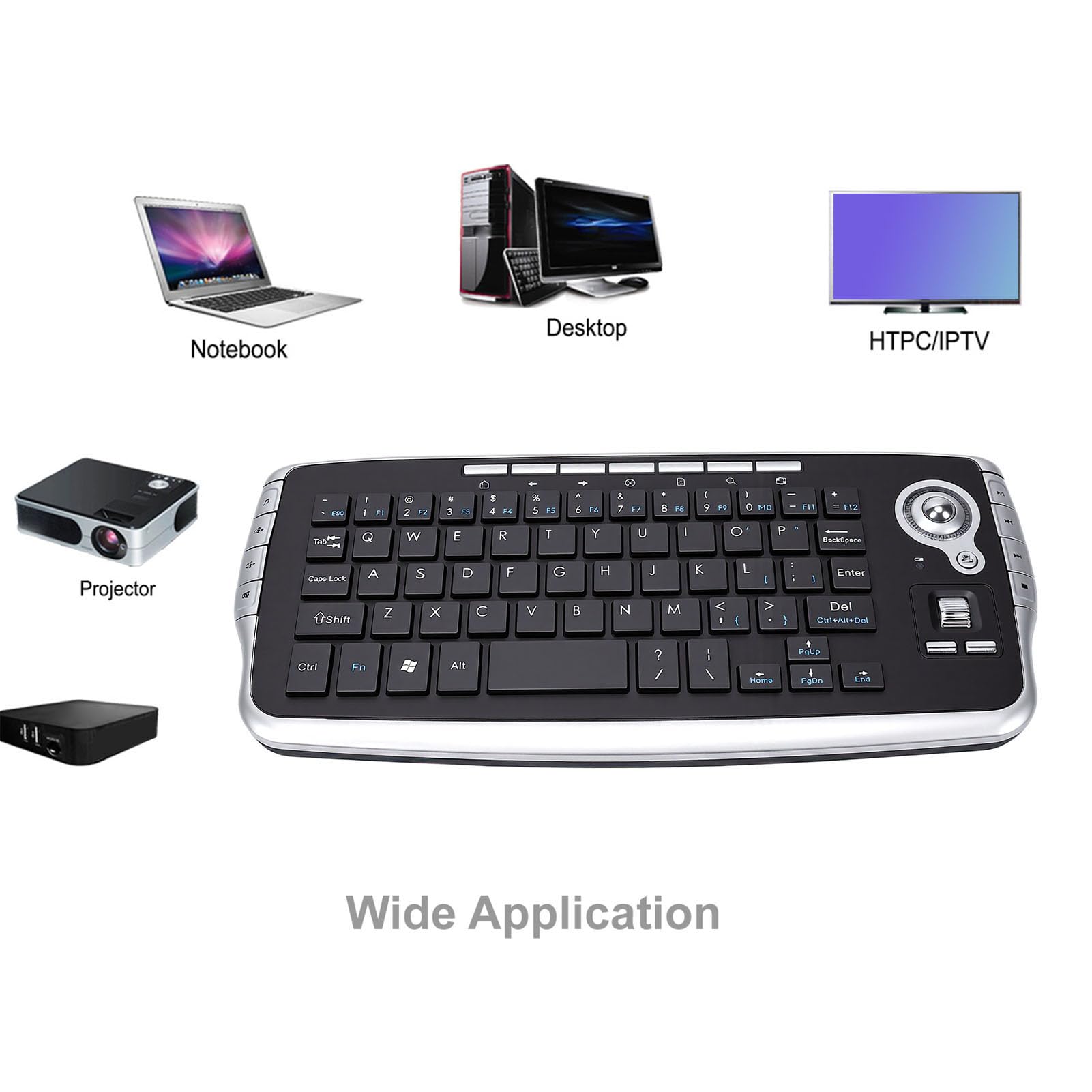 Tastiera Wireless con Trackball (grigio argento)