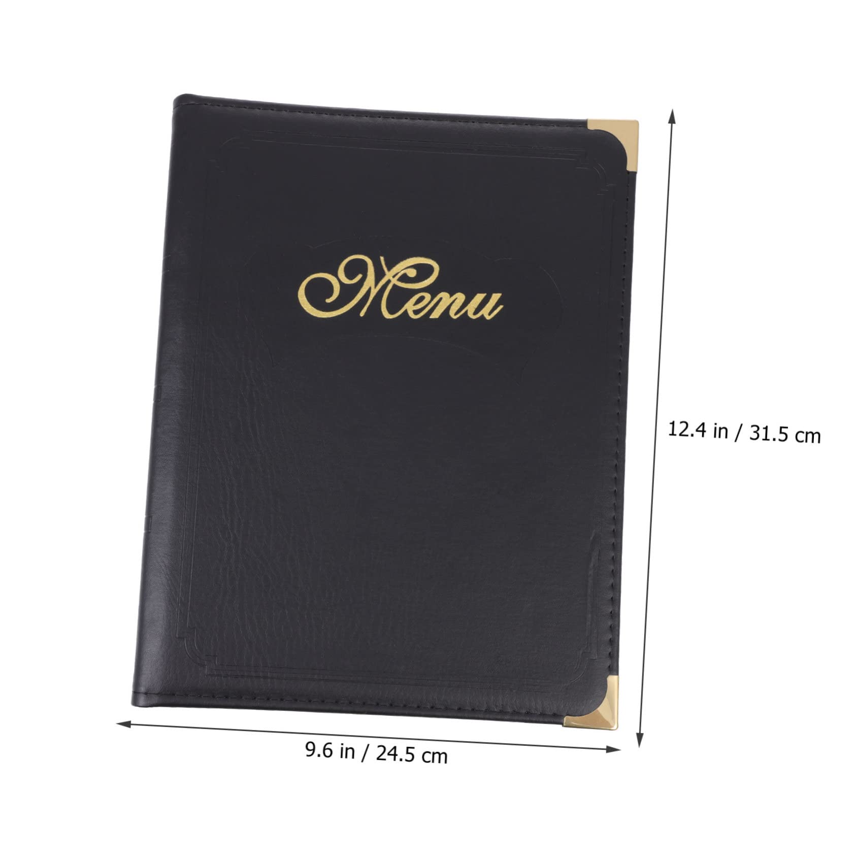 KICHOUSE Menu Book Meal Folder for Restaurant Instant Update Slide-in Pages Black Leather