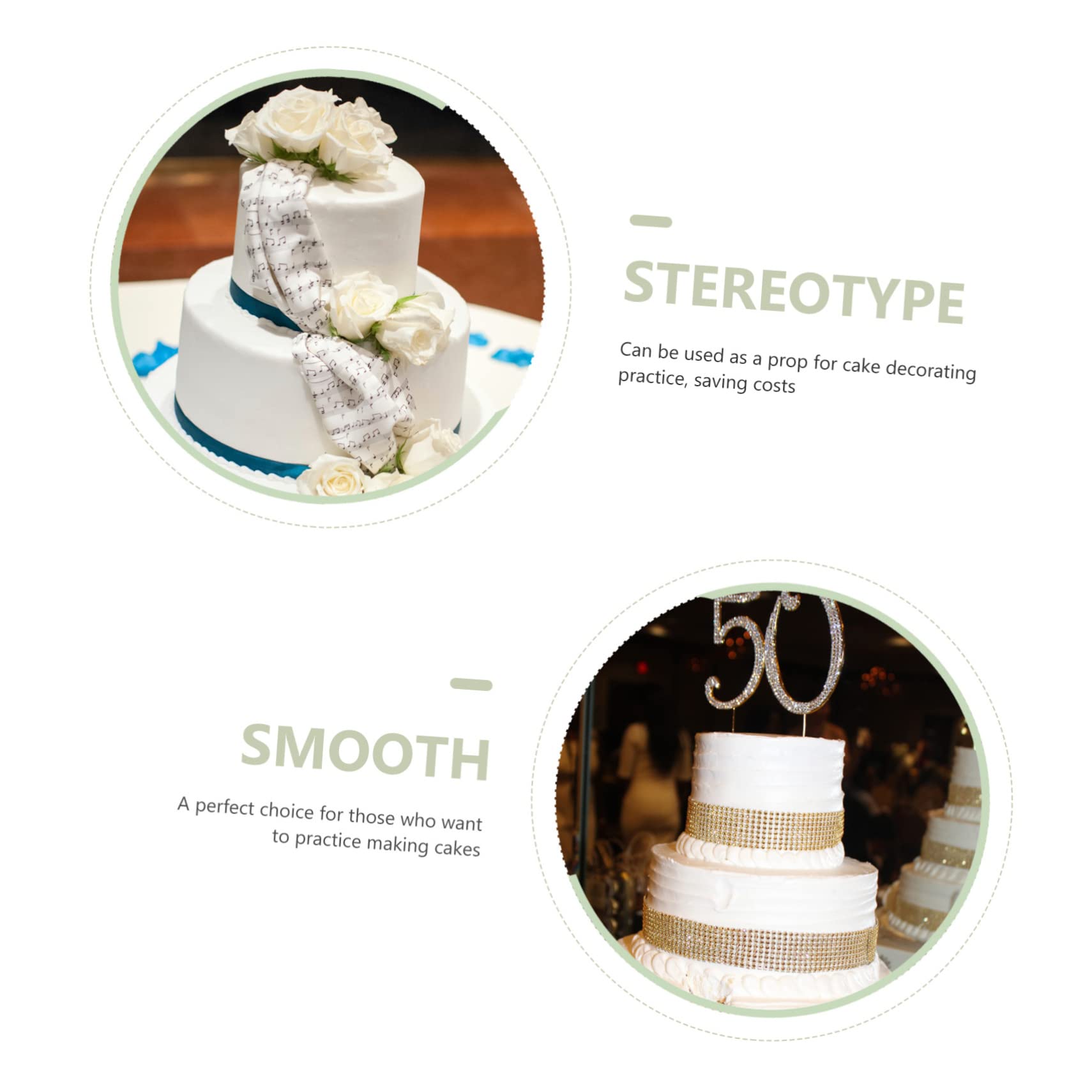 Gadpiparty 4 Stück Weißes Schaumstoff Kuchenform zum Üben der Tortendekoration mit Flexiblen Formen für Selbstgemacht Kuchendeko und Partydekorationen