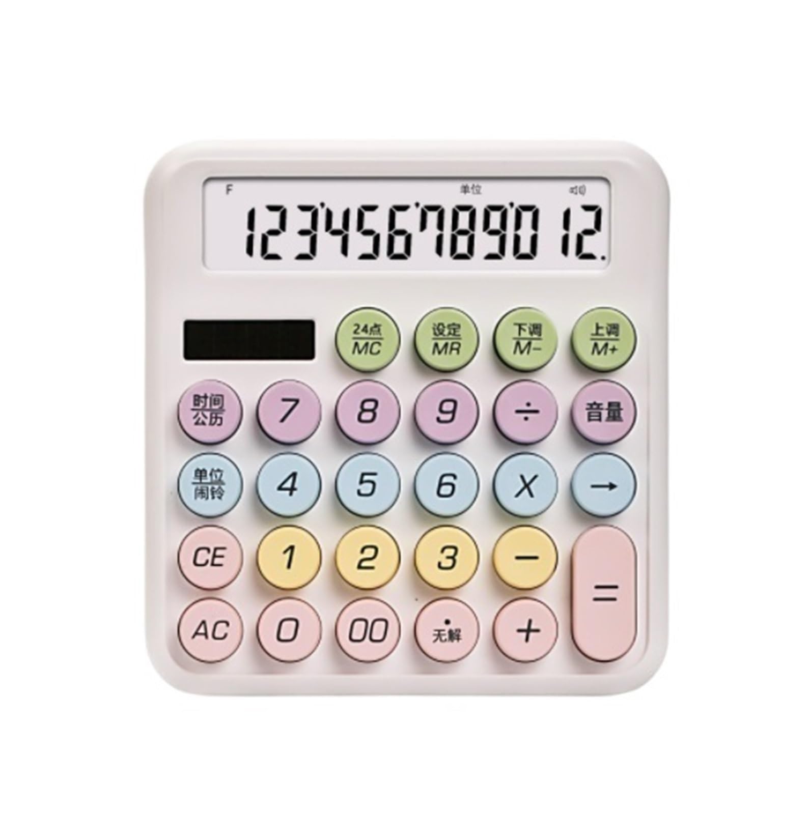 Calcolatrice Calcolatrice da Tavolo Alimentata Ad Energia Solare con Display A 12 Cifre for Casa, Ufficio E Scuola Tavolo Ufficio(White)