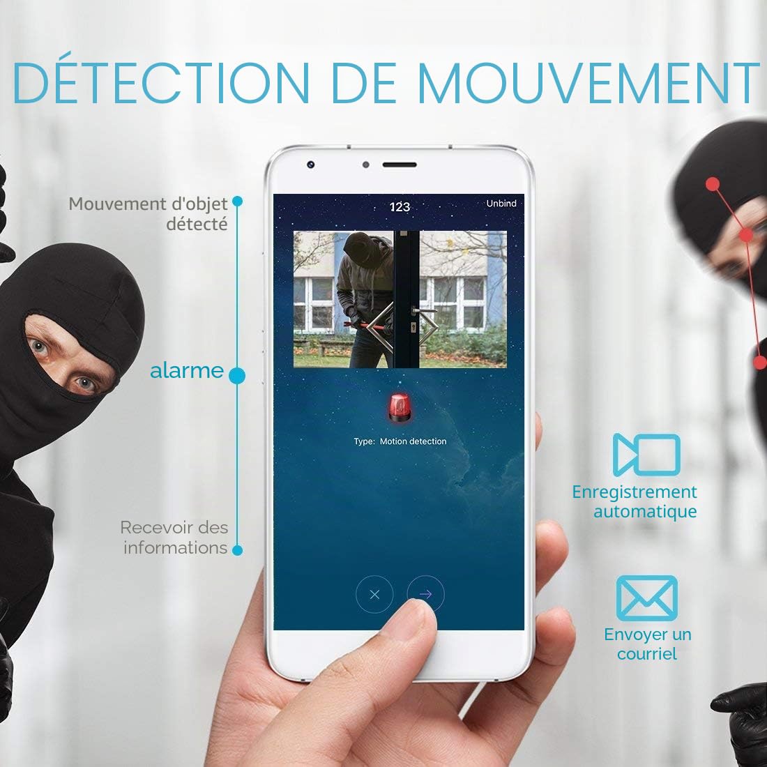 3MP Kit Camera Surveillance WiFi Exterieure Enregistrement Audio, REIGY Système Videosurveillance IP, 16CH NVR + 4X 1296P Camera Intérieux/Extérieur, Vision Nocturne IP66 Imperméable sans HDD