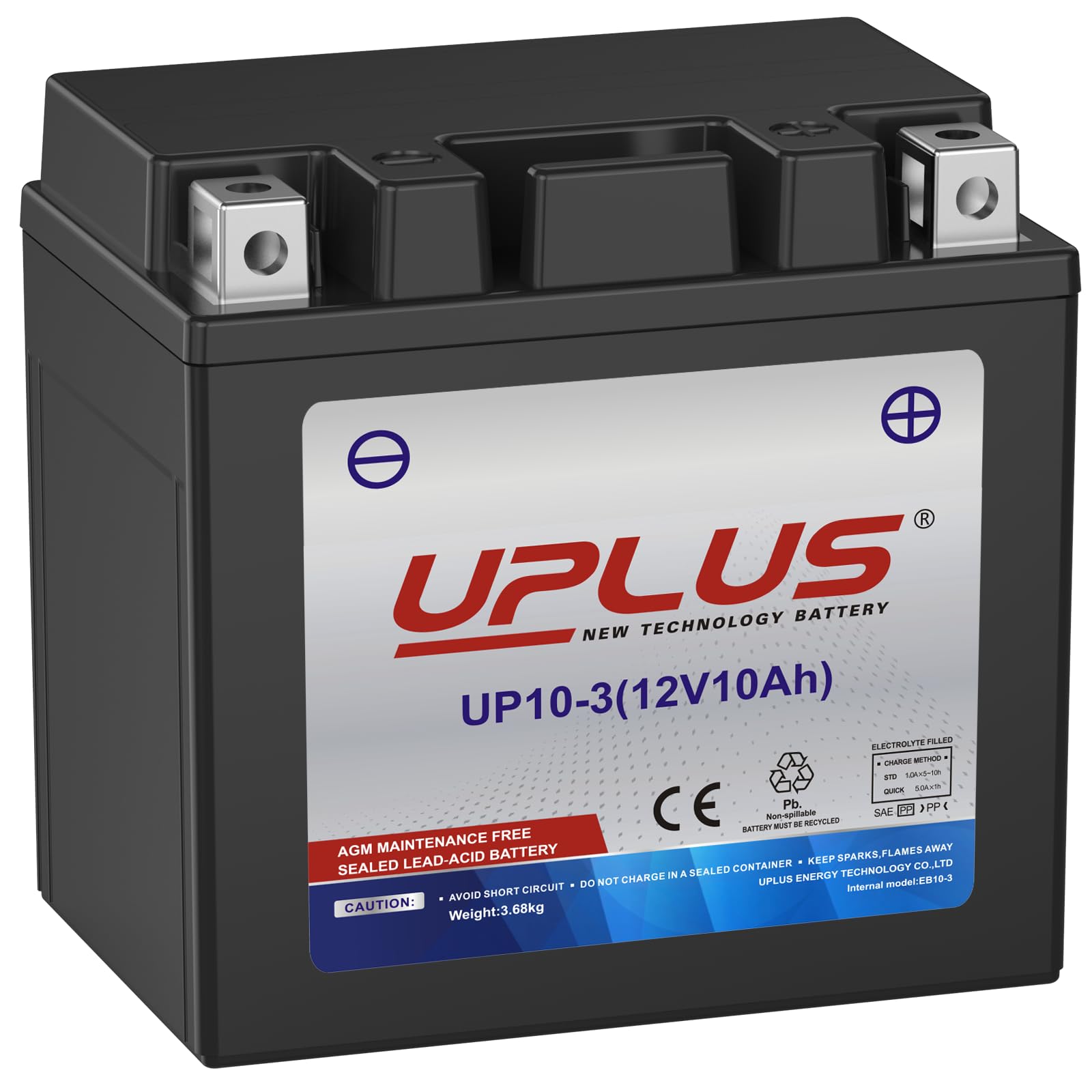 UPLUS Motorcycle Battery UP4-3-I Agm Battery, 12V 3Ah SLA Batteries Maintenance Free Scooter ATV replace for-TX4L-BS | Confirm size before order 113L x 70W x 85H(mm) — view 12