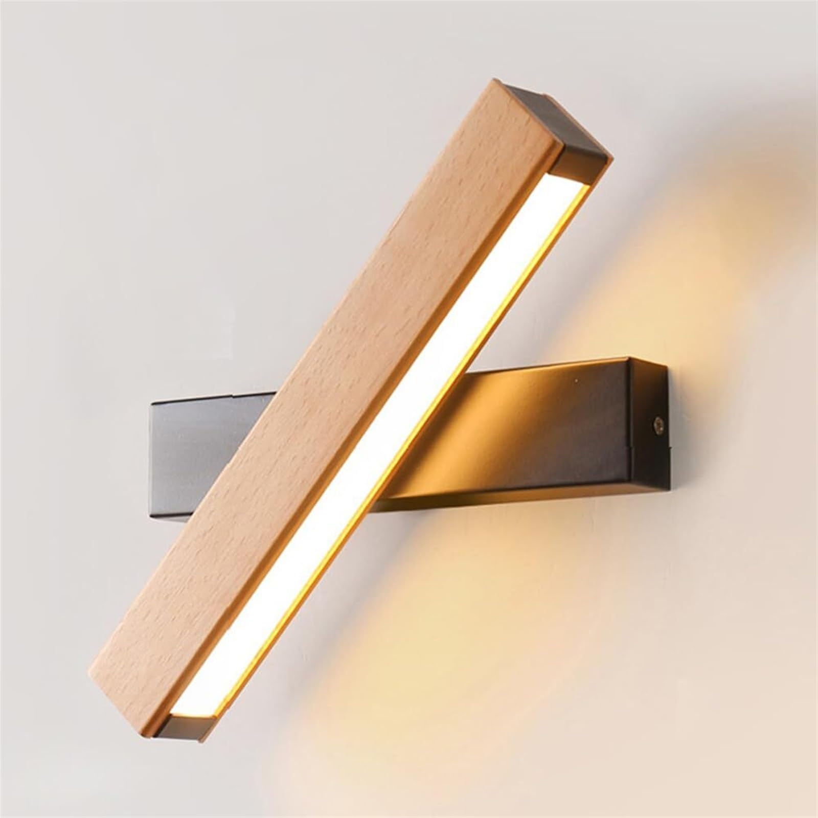 Aplique de pared LED de madera giratorio 360 con cable para sala 8