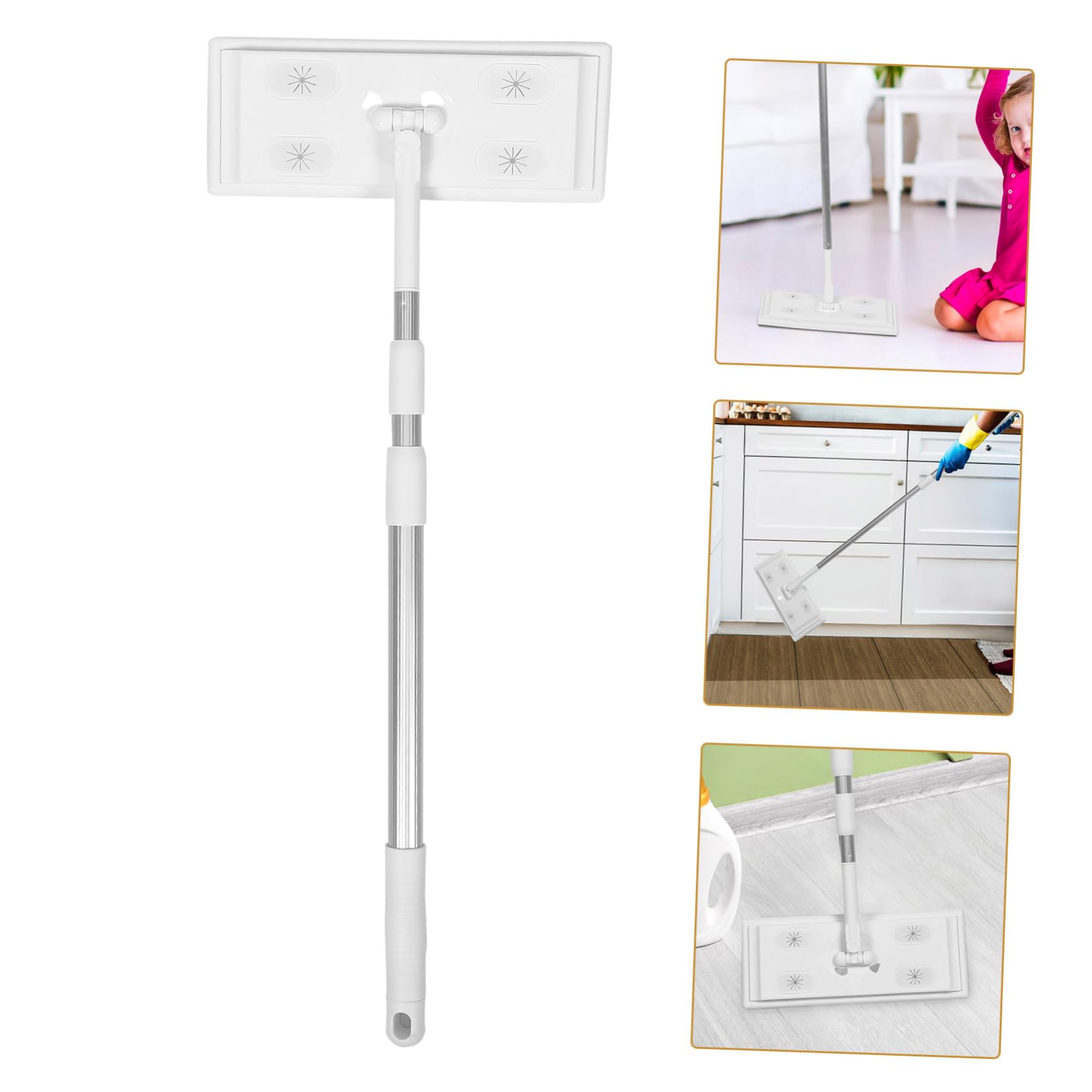 Didiseaon Trapeador Electrostático para Polvo 3 Secciones Varilla Telescópica, Fregona Plana de Hilo sin Pelusa, Herramienta de Limpieza Hogar para Suelos y Superficies, Limpieza , Uso Doméstico