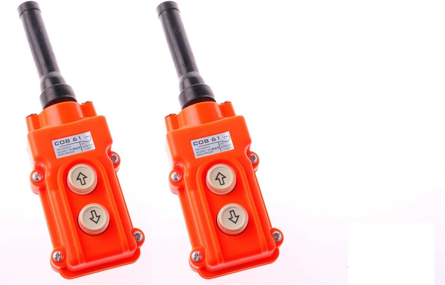 Waxcon's Rainproof 2 Ways Hoist Crane Push Button Switch Up, Down, Up-Down Rainproof Button COB-61 Crane…- 02 pcs