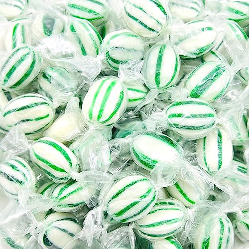 Image of Spearmint Hard Candy | 1 Pound Bag - Approx. 70 Count | Individually Wrapped Candy | Old Fashioned Refreshing Mints for Office | Hospitality Treats