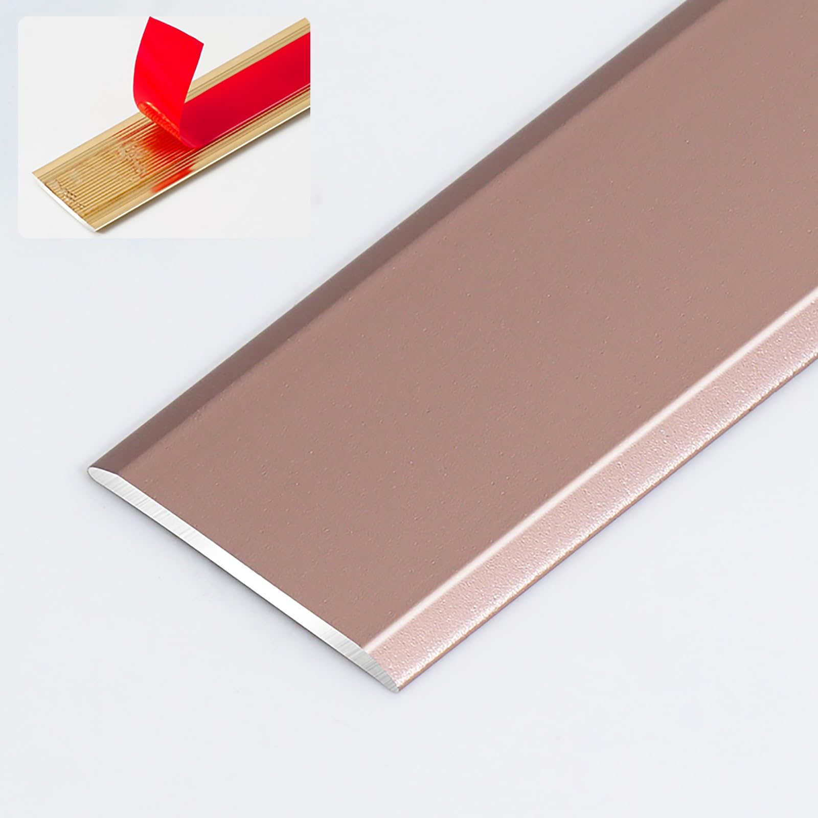 cm samoprzylepny progowy, aluminiowy pasek wykończenia podłogowego, paski laminowane podłogowe, wodoodporne (różowe złoto, 10 mm)
