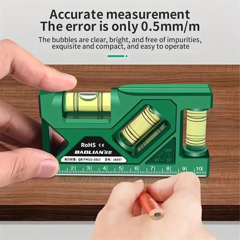 XSteez Magnetic Bubble Level Ruler, 3-in-1 Magnetic Spirit Level, Torpedo Bubble Level with 3 Measuring Angles, Precision Measurement Tool 4