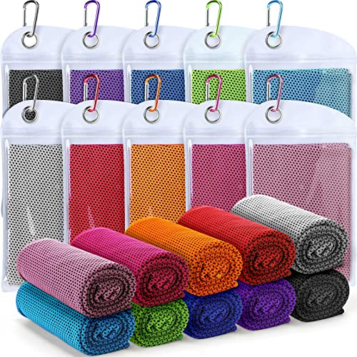 20 Packs Cooling Towel Ice Towel Microfiber Sports Towel Breathable Chilly Towel with Bag Wet Towel for Neck Men Women Stay Cool Yoga Gym Golf Workout Travel Camping Beach Accessories (35 x 12 Inch)