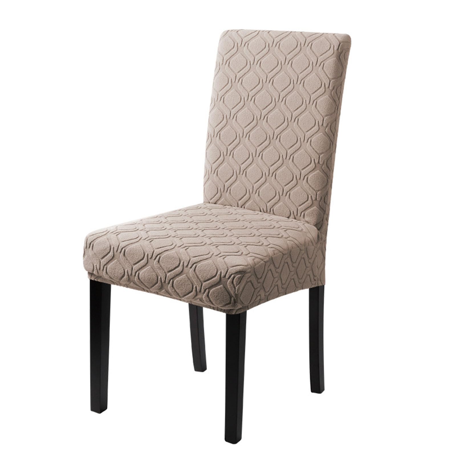 Carotoe Khaki Jacquards Pattern Stretch Dining Seat Covers Breathable Antislip Design For Home Banquets Hall Washable Stretchable Chair Slipcovers