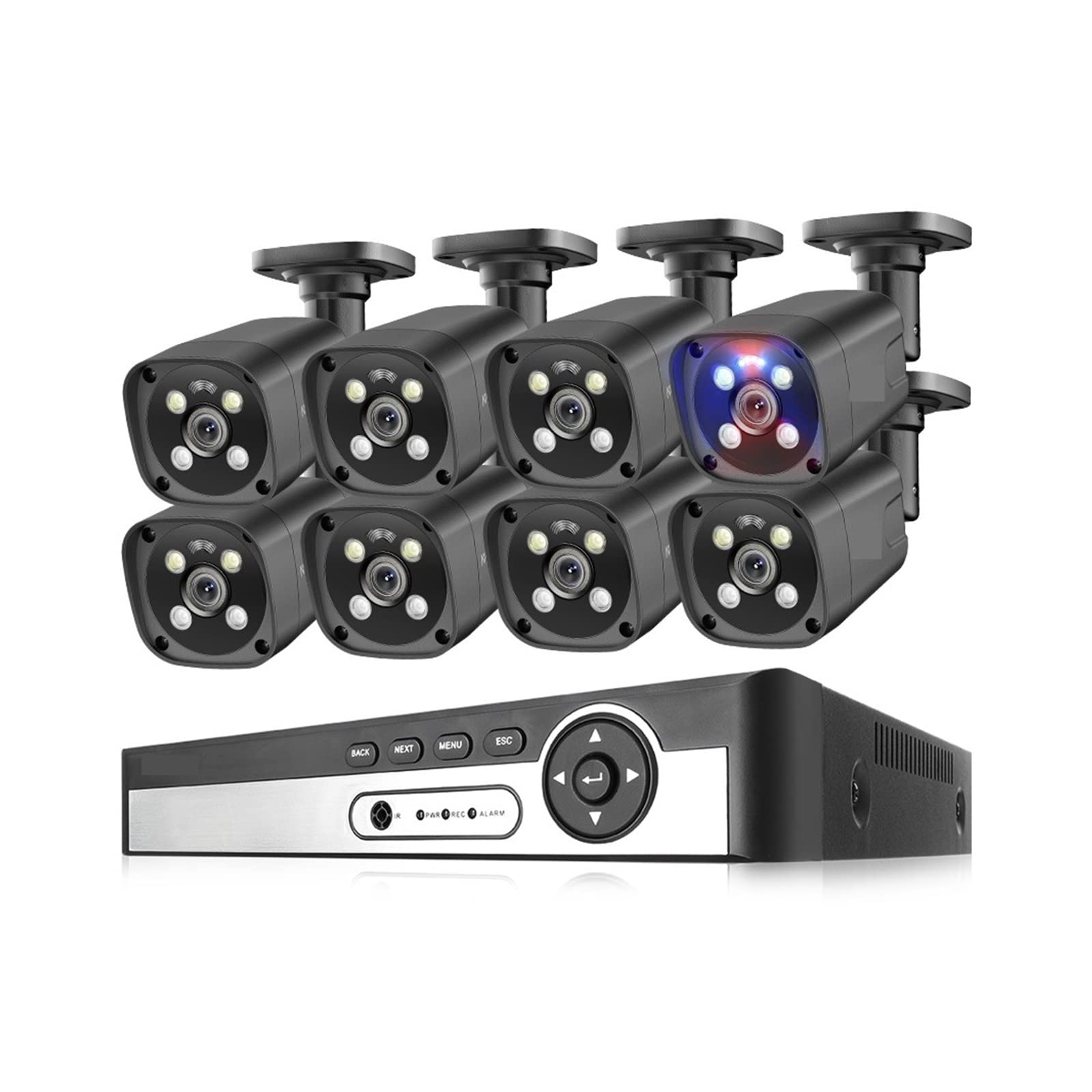 System Kamer Bezpieczeństwa POE Zestaw NVR Zestaw Do Nadzoru Wideo Strona Główna 2-kierunkowy Dźwięk Ai Kamera Wykrywanie Twarzy Kolor Noc(None,8CH NVR AND 8PCS CAM)