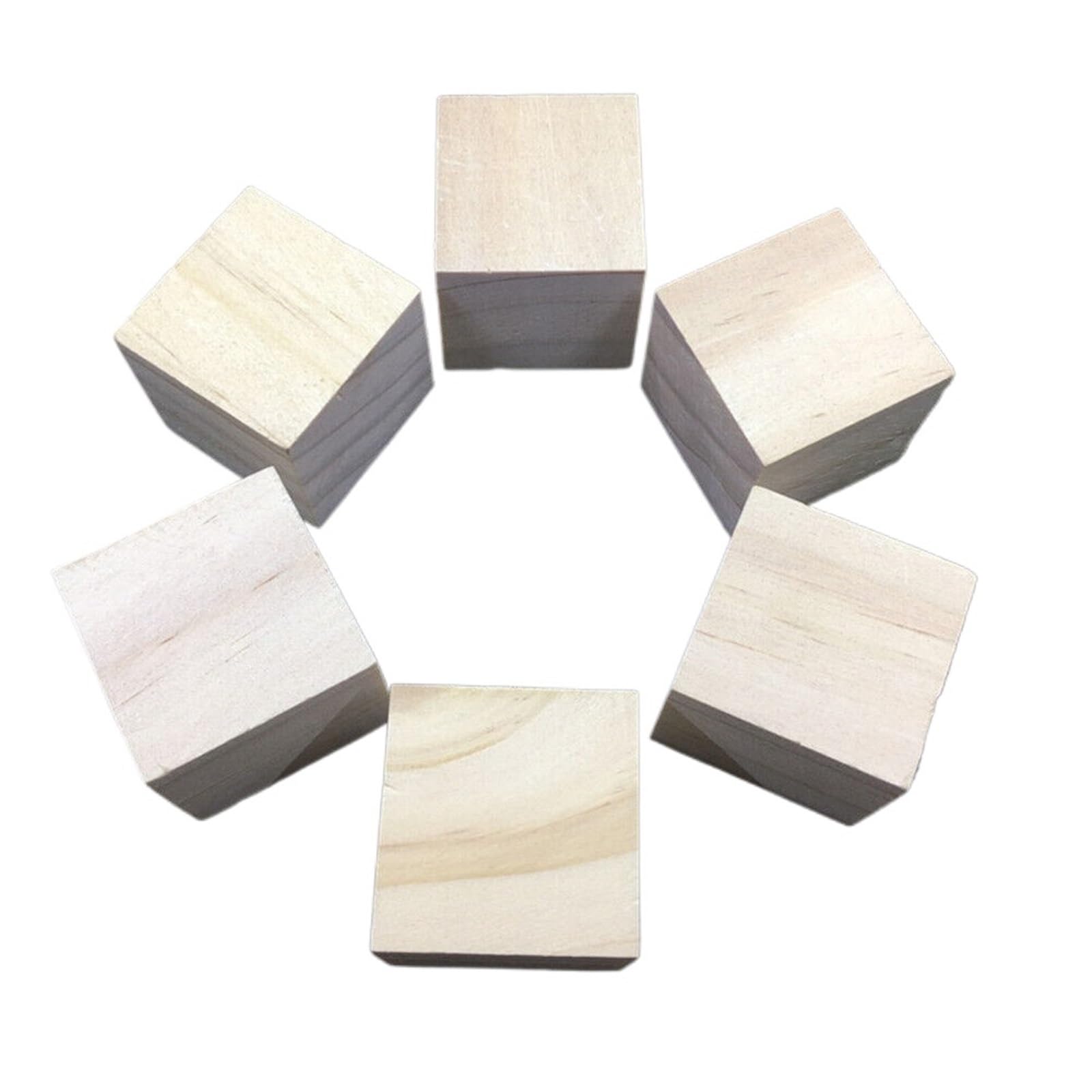 LSNNMU 50 pcs 4cm Blank Wooden Square Blocks Wood Cubes for Woodwork Craft Kids DIY Toy Stick for Crafts