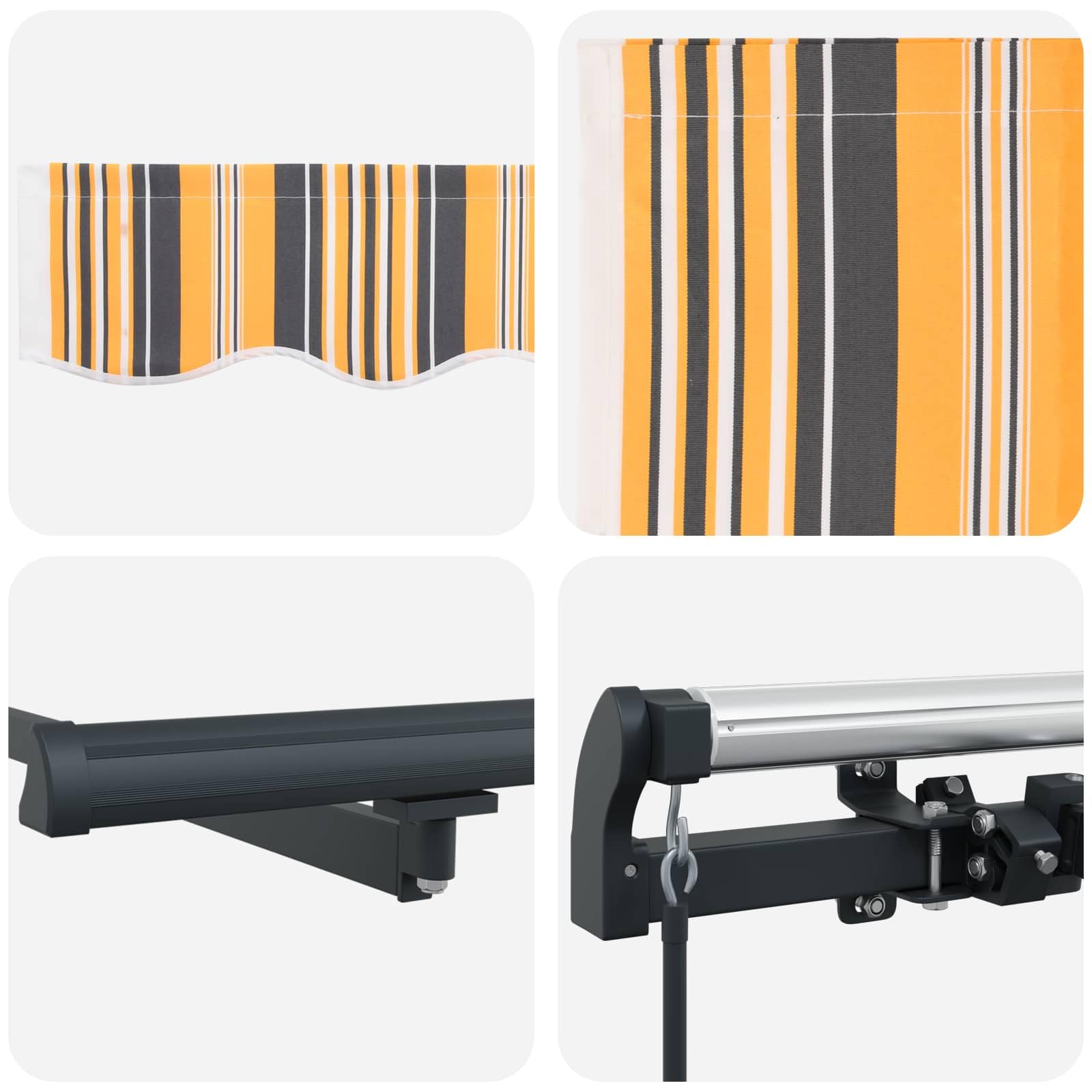 LKJephalotrope 14.7x11.5 ft Manual Retractable Awning, Polyester & Steel