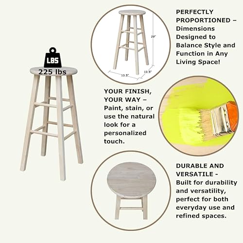 Miniatura 4 de International Concepts Taburete redondo de 30 pulgadas, sin terminar