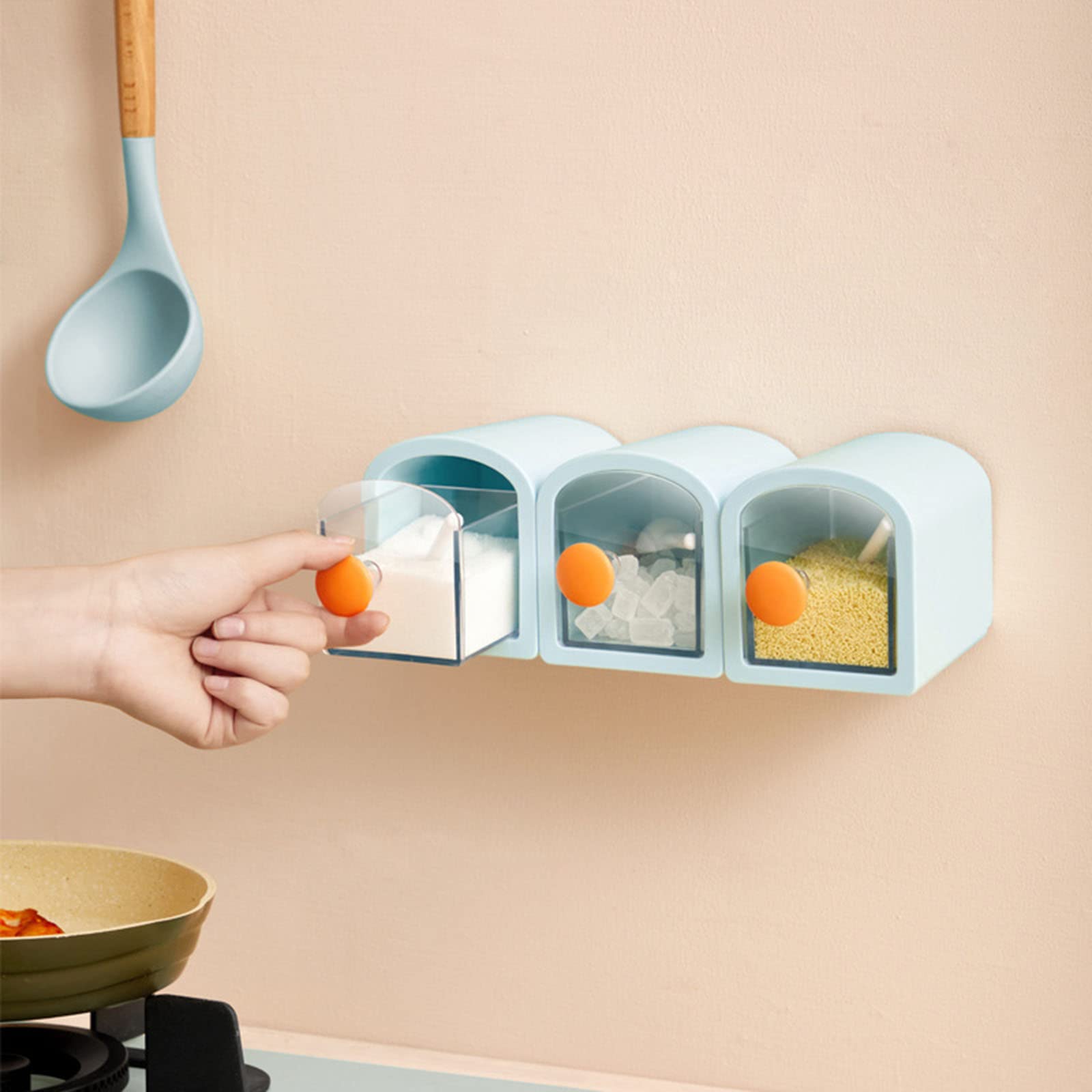 Boîte à condiments de cuisine murale avec cuillères à sel et sucre