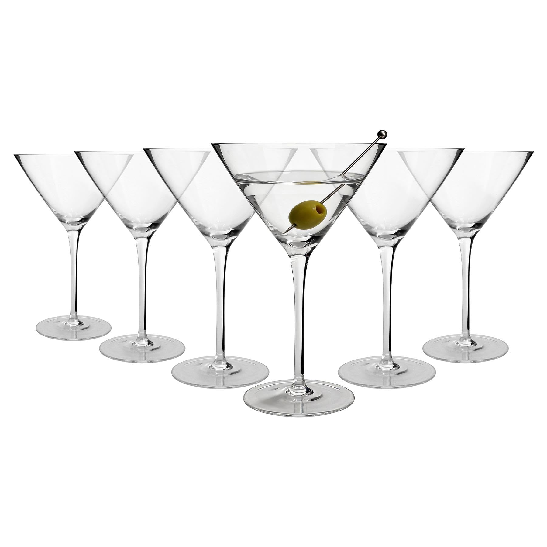 Argon Tableware Hoxton Crystal Martini Glasses 260ml - Pack of 6, Lead-Free Crystal Cocktail Glass Set, Classic Inverted Cone Design, Wide Brim for Gins & Martinis, Gift Boxed