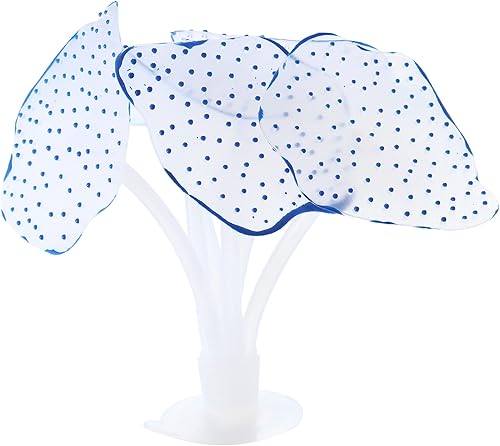 VOCOSTE Coral de simulación de acuario de silicona suave con lechón, coral artificial acuático fluorescente para decoración de peceras, azul