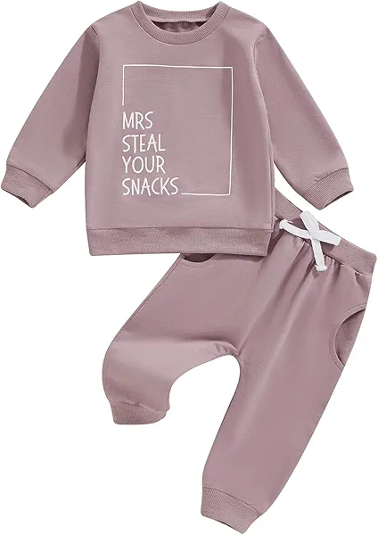 Toddler Baby Girl Fall Winter Outfit Letter Print Long Sleeve Sweatshirts and Stretch Pants Infant Girl Clothes