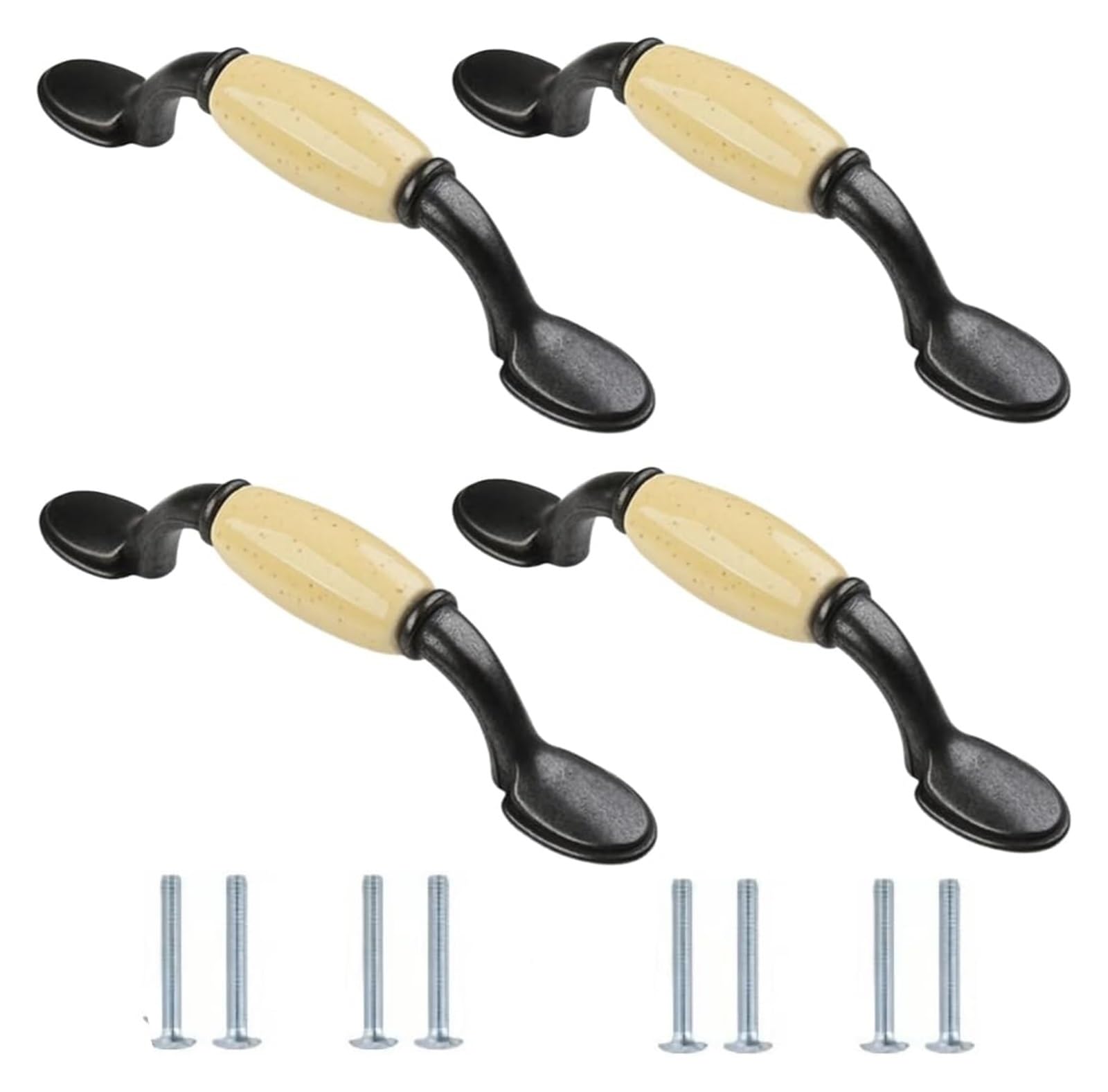 LQZAXSRDR Ceramic Cupboard Drawer Handle Knobs, Ceramic Cabinet Door Knobs Single Hole Pack of 4 Multiple Sizes(Black 125 * 18 * 28mm)