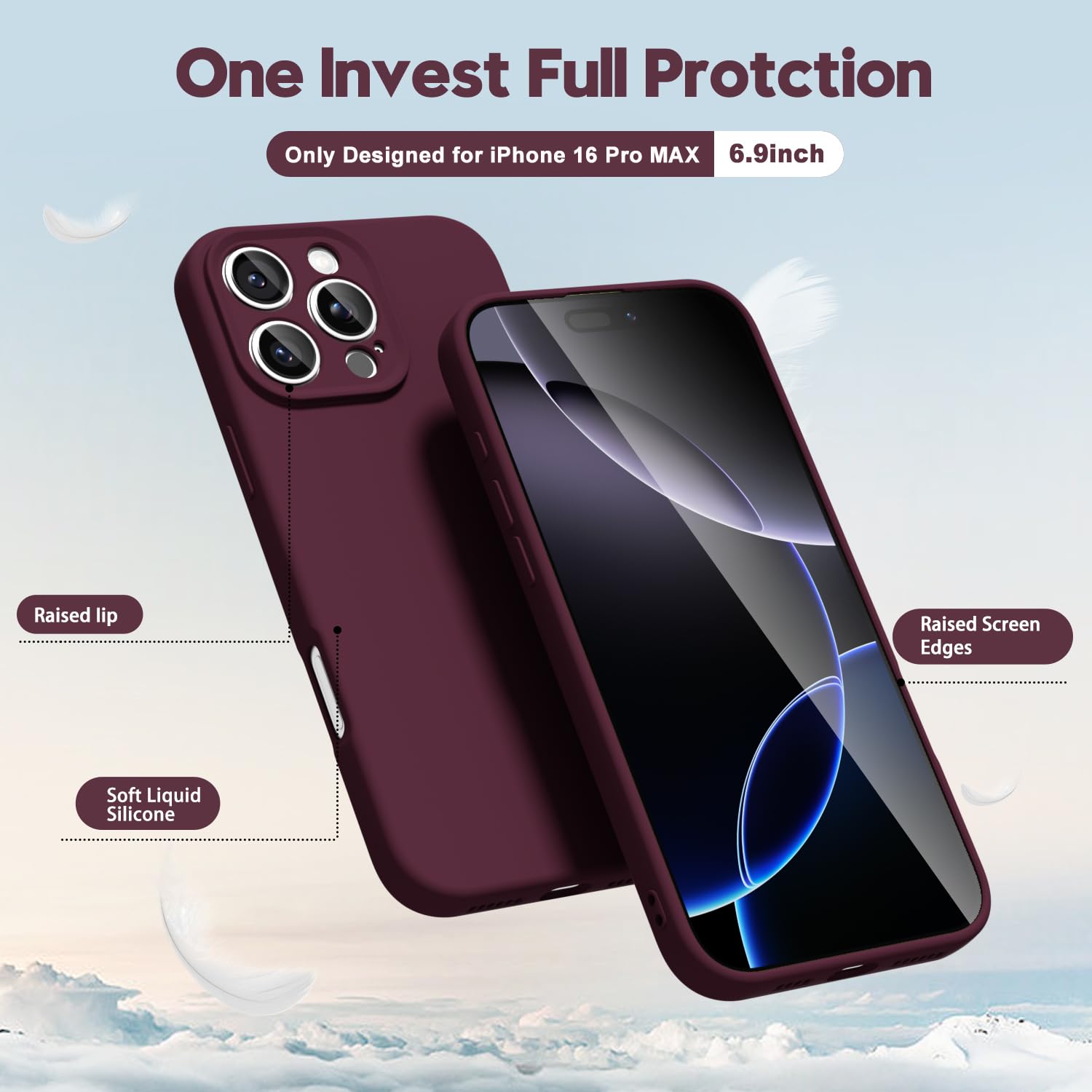 oakxco for iPhone 17 Pro Max Phone Case Liquid Silicone, Cute Thin Slim Grip Soft Rubber Gel for Women Men, Smooth Matte TPU Plain Solid Color Girly Simple Case with Camera Cover, Light Pink — view 664