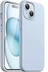 JETech Capa de Silicone para iPhone 15 6,1 Polegadas, Case Protetora para Corpo Inteiro com Toque Suave e Sedoso, Capinha à Prova de Choque com Forro de Microfibra (Azul)