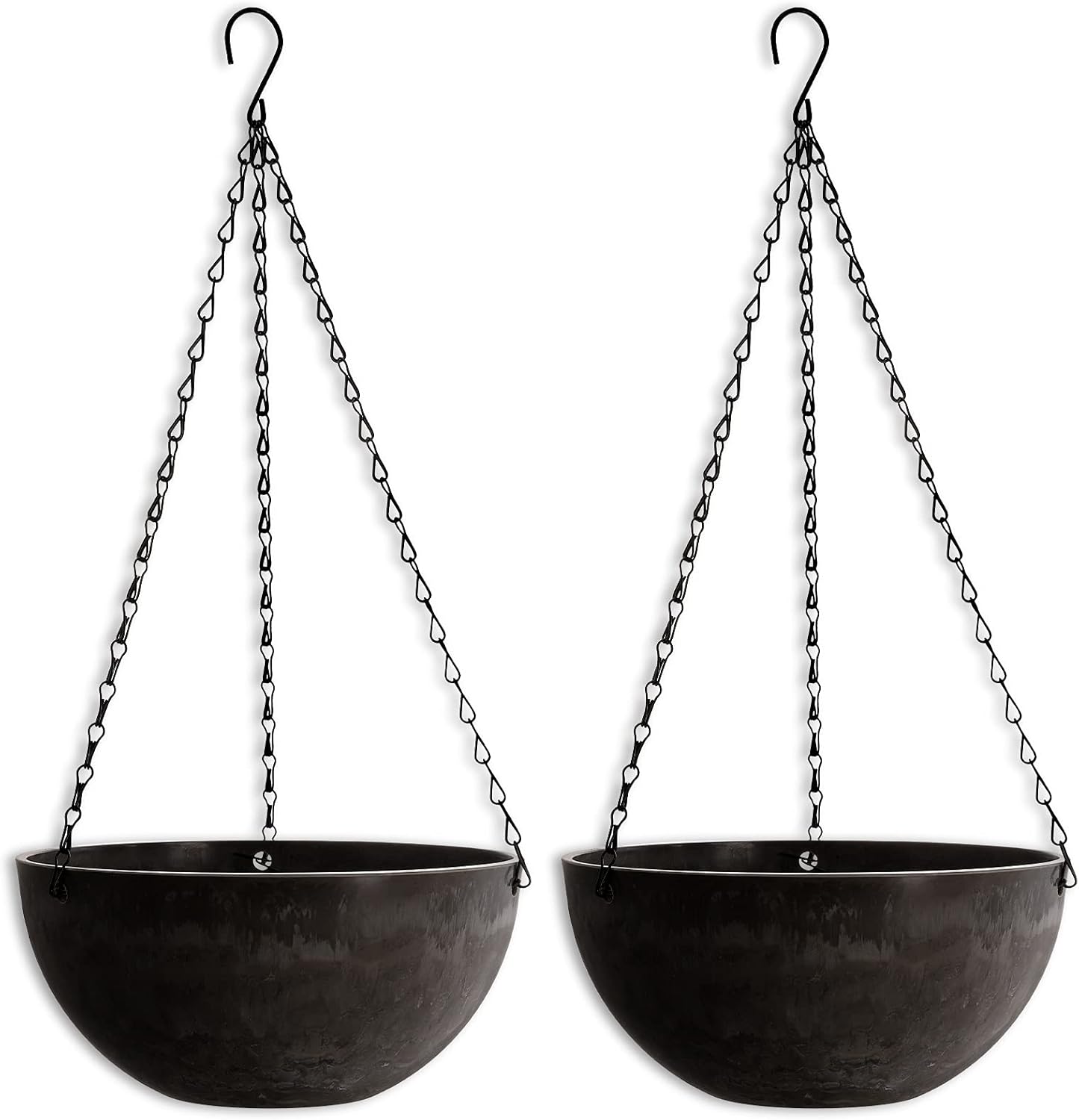DEAYOU 2 Pack Resin Hanging Planters for Indoor Plants, 10" Hanging