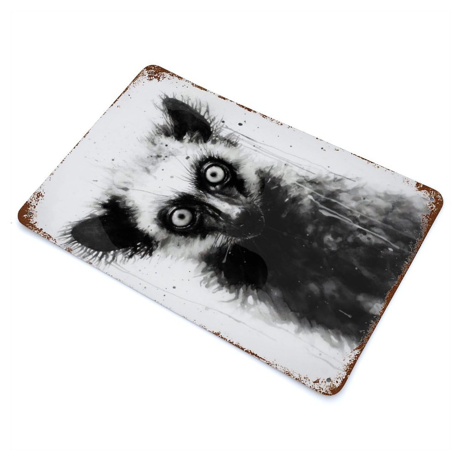 Garage Style Lemur Beauty Watercolor Vintage Rust Metal Sign 11.8"x7.9", Vintage Wall Decor for Bar And Workshop