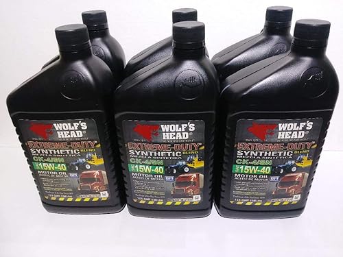Wolf's Head Aceite de motor de 6 cuartos de galón mezcla sintética 15W-40 HD gasolina diesel motor aceite