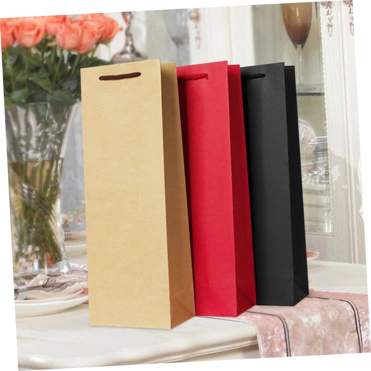 12piezas Bolsas De Premium Reutilizables De Unidades para Botellas De Elegantes y Resistentes para Bodas y Celebraciones Color Negro