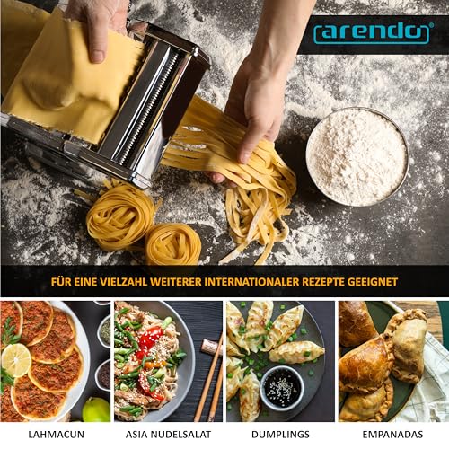 Arendo - Nudelmaschine Pasta Maker – Edelstahl – Nudelpresse – 7 einstellbare Stärken - manuell - Duplexvorsatz für Tagliolini Spaghetti… – Ansicht 5